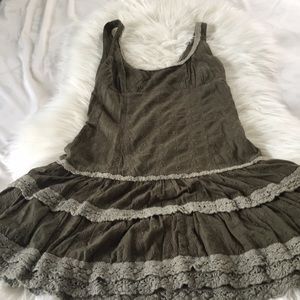 Free People green drop waist w/crochet detail